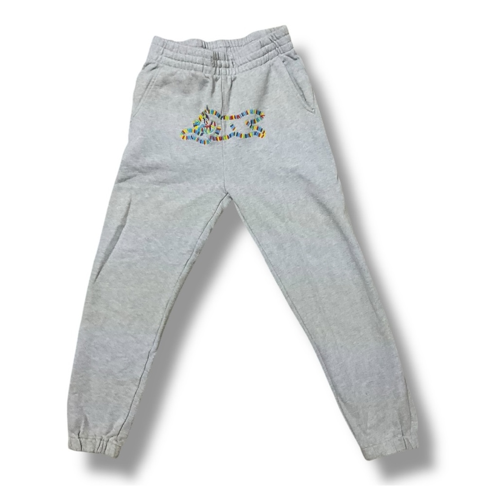 🔥 Ice Cream Kids Jogger Sweatpants 👟 Size 7/8 Gray w/ Multicolor Dog Logo‎